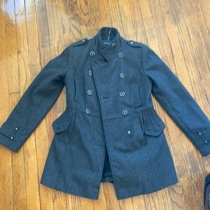Wool Dark Gray Pea Coat